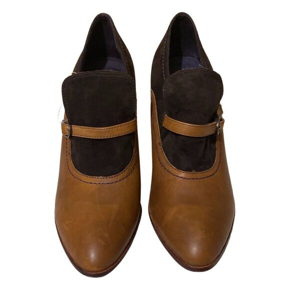 True Religion Dark Academia Brown Leather Suede Heeled Ankle Mary Jane Boots - Picture 6 of 12